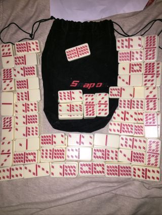Snap On Tools Domino Game Set Red Etching With Carry Bag