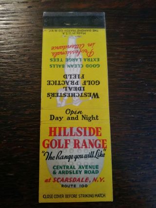 Vintage Matchcover: Hillside Golf Range,  Scarsdale,  Ny U