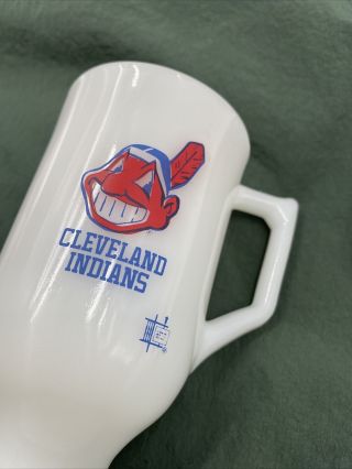VINTAGE 70s CLEVELAND INDIANS CHIEF WAHOO FOOTED MILK GLASS MUG CUP MLB 3