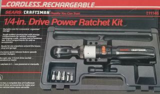 Sears Craftsman Cordless Rechargeable 1/4 In Drive Power Ratchet Kit 911146