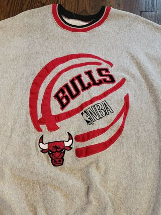 Vintage 90 ' s Legends Athletic USA Chicago Bulls Sweatshirt Embroidered 3XL 2