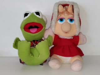 1987 Vintage Muppets Baby Plush Miss Piggy And Kermit The Frog