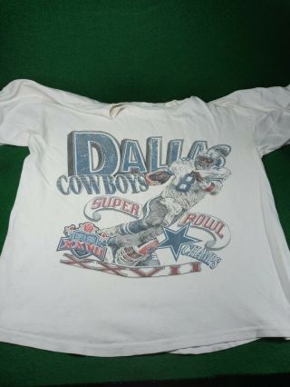 Vintage Nfl Dallas Cowboys Bowl Xxvii Champs T - Shirt Size L