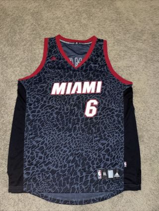 Vtg Adidas Miami Heat Lebron James Swingman Jersey Stitched Rare Print Mens Xl