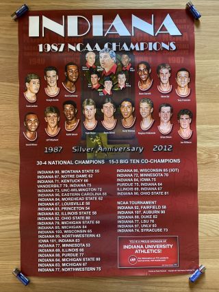 1987 Indiana University Hoosiers Basketball Champions Silver Anniversary Poster