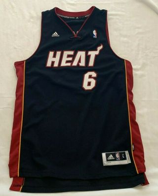 Mens Adidas Lebron James Miami Heat 6 Jersey Sz:large,  2in