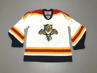 Boys Vintage 90s Florida Panthers Authentic Ccm Hockey Jersey Youth Size L/xl