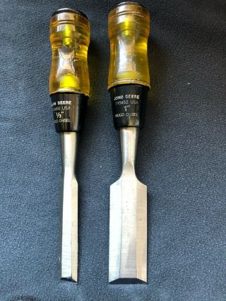 1/2 " And 1 " John Deere Wood Chisels Made In Usa,  Priority Mail