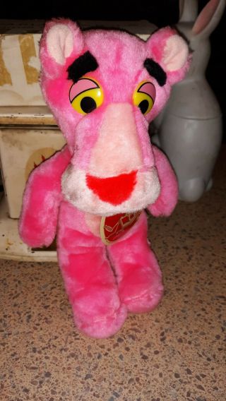 Vintage 1980 11 " Pink Panther Plush Doll United Artist Mighty Star With Tags
