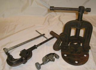 Vintage American Pipe Tool Co.  - 300 - A Vise & No.  1 Pipe Cutter - Cutter & Wrench