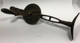Antique Millers Falls Tool Co No.  12 Hand Crank Breast Drill 2 Speed Woodworking