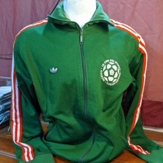 Mexico 70s Football Soccer Track Top Jacket Retro Adidas Sz L