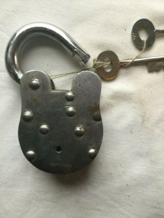 Antique,  Vintage Very Large Lock,  Pirate Style,  2 Skeleton Keys