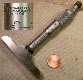 L S Starrett No 445 Machinist Micrometer Depth Gage Tool Read