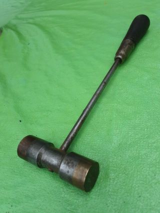 Antique Vintage Wood Handle Brass Bronze One Side Hammer Lutz File & Tool Co.