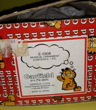 Garfield And Pooky Music Box Enesco Ceramic 1978 Jim Davis With Box