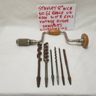 Vintage Stanley Hand Brace Drill.  No 66.  In,  6 Bits