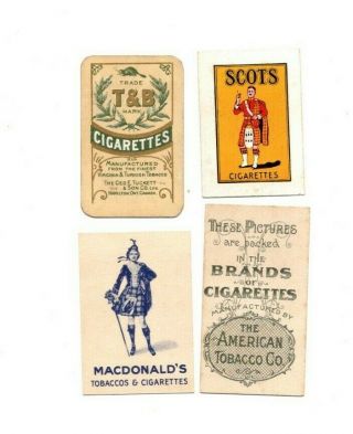 4 X Rare Vintage " Miniature Cigarettes/tobacco " Single Playing Cards