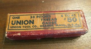 Antique Union Tool Co Screw Thread Pitch Gauge No.  50 Box 30 Pitches