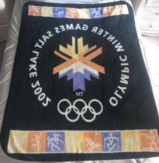 Salt Lake City Utah 2002 Olympic Winter Game Logo Blanket Reversible Fleece