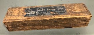 Antique James Swan Auger Bit Box With Paper Labels And Box Joints