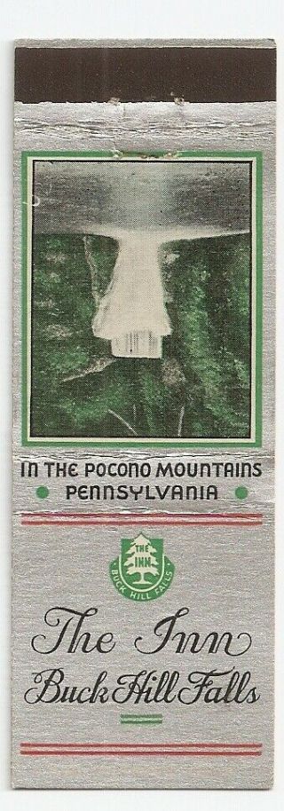 The Inn Buck Hill Falls Pocono Mountains Waterfall Pa Matchbook Cover