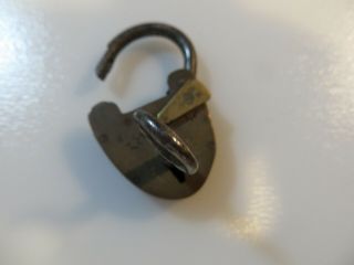 Antique Iron Brass Lock And Key Padlock - Marked V.  R Or V.  P.  With Crown -