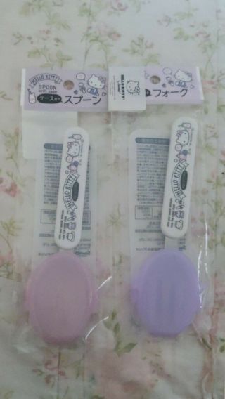 Daiso Sanrio Hello Kitty Utensil Set Fork And Spoon