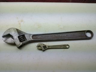 Vintage Diamond Adjustable Wrench Set Of (2) : 12 ",  4 "