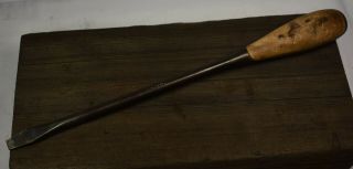 Vintage Large Irwin Us Of A Wood Handle Screwdriver 14 1/2” Usa Perfect Handle