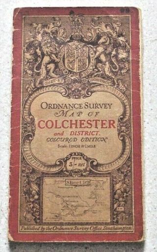 Colchester & District Ordnance Survey Map 1 Inch To 1 Mile.  Third Edition C.  1914