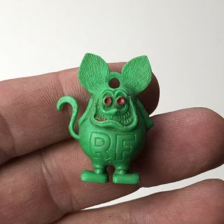 Vintage Rat Fink Toy Green Figure Red Eyes Charm Pendant Gumball Ed Roth Hot Rod