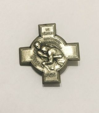 Old Swiss Wrestling Tournament (schwingertag) Affoltern 1926 Badge Pin