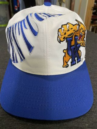 Vintage 90s Nu University Of Kentucky Wildcats Snapback Hat Uk Rare White