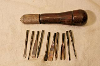 Miller Falls Multi Hand Tool Rose Wood Handle With Ten Bits