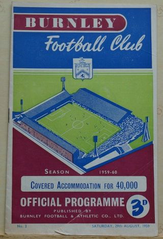 Burnley V West Ham Programme Aug 29th 1959