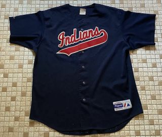 Cleveland Indians Majestic Mlb Baseball Stitched Jersey Size Large