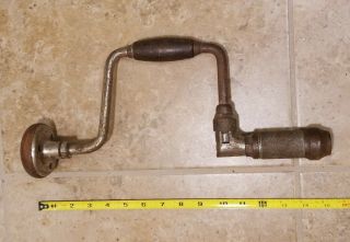 Vintage Stanley Hand Drill Wooden Knob And Handle 15 "