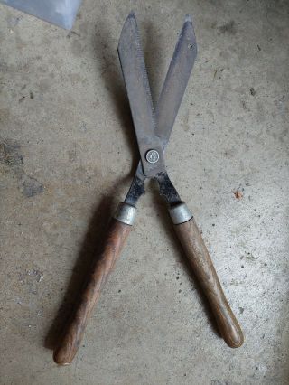 Vintage Village Blacksmith Hedge Trimmers Clippers Shears Wood Handles