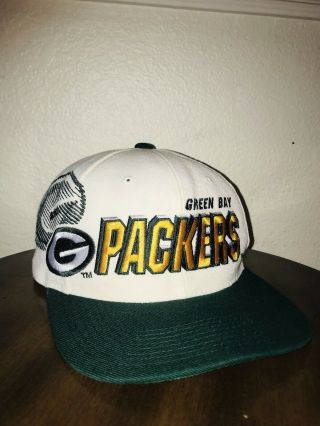 Vintage 90s Sports Specialties Shadow Nfl Green Bay Packers Wool Snapback Hat