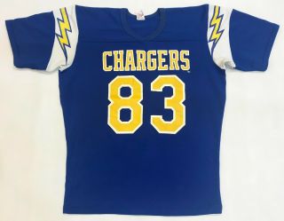 Vintage Rawlings Nfl San Diego Chargers 83 T - Shirt Jersey Blue M Tee Usa