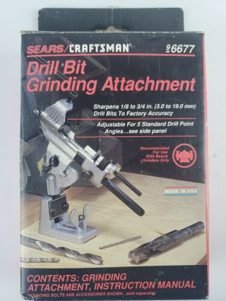 Vintage Sears Craftsman Drill Bit Sharpener Grinding Attachment 96677