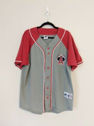 Vintage Anaheim Angels Jersey Style Button Down Baseball T - Shirt Mens Sz Medium