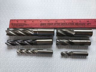 Machinist Tools Lathe Tools 6 Roughing Endmills Usa Two Each 1” - 3/4” - 1/2”