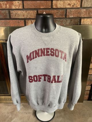 Vintage Minnesota Golden Gophers Ncaa Softball Crewneck Sweatshirt Mens Sz Large