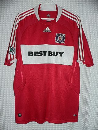 Mls Chicago Fire Adidas Climalite Red Polo Jersey Large Size