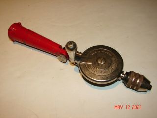 Vintage Proto 370 Adjustable Hand Drill Made In Usa Red Handle