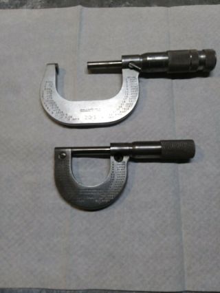 Vintage Brown And Sharpe Set Of Micrometers No21 No 20 - 1