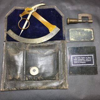 19thc Pocket Size Louis Schopper Of Leipzig Paper Weighing Scales & Micrometer