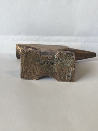 Vintage Mini Solid Brass Anvil Blacksmith/Jewelers Tool Paperweight Unmarked 3